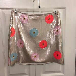 Cloud Ten Sequin Floral Mini Skirt Sz L